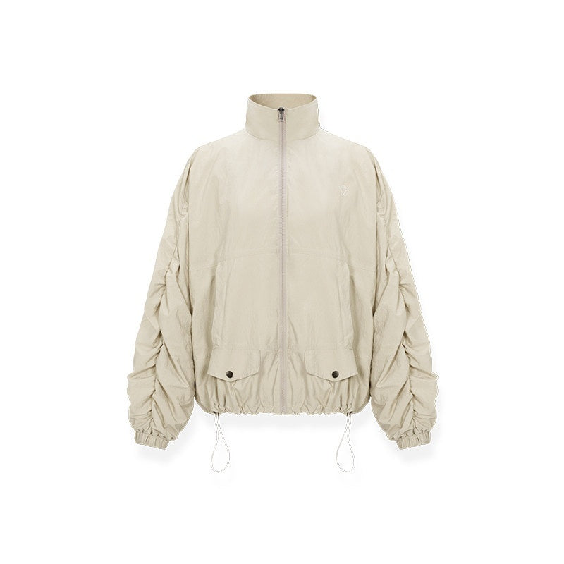 NAWSNOTAWEAR_Pleated_Detail_Loose_Fit_Commuter_Nylon_Zip_Front_Turndown_Collar_Bomber_Jackets_MISSTT
