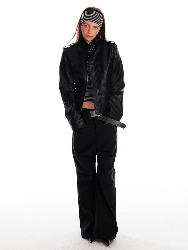 ALINNVSTUDIO Low Rise Baggy Loose Commuter Black Zippered Pockets Cargo Pants