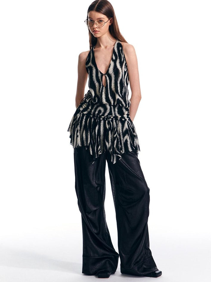 ALINNVSTUDIO Original Design Striped Halter Slim Fit Women No Padding Tank Tops