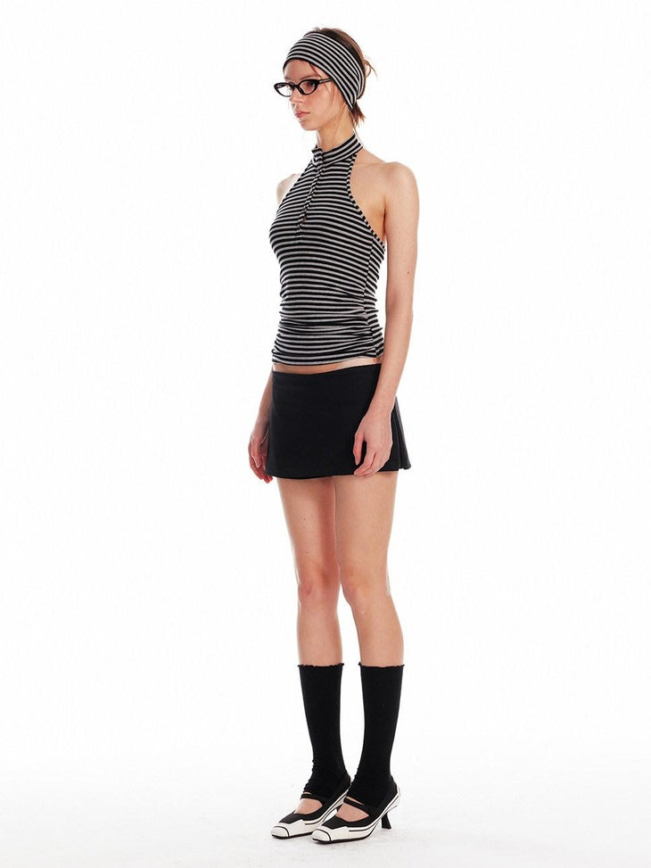 ALINNVSTUDIO Asymmetric Halter Striped Slim Fit Original Design Young Women Casual Tank Tops
