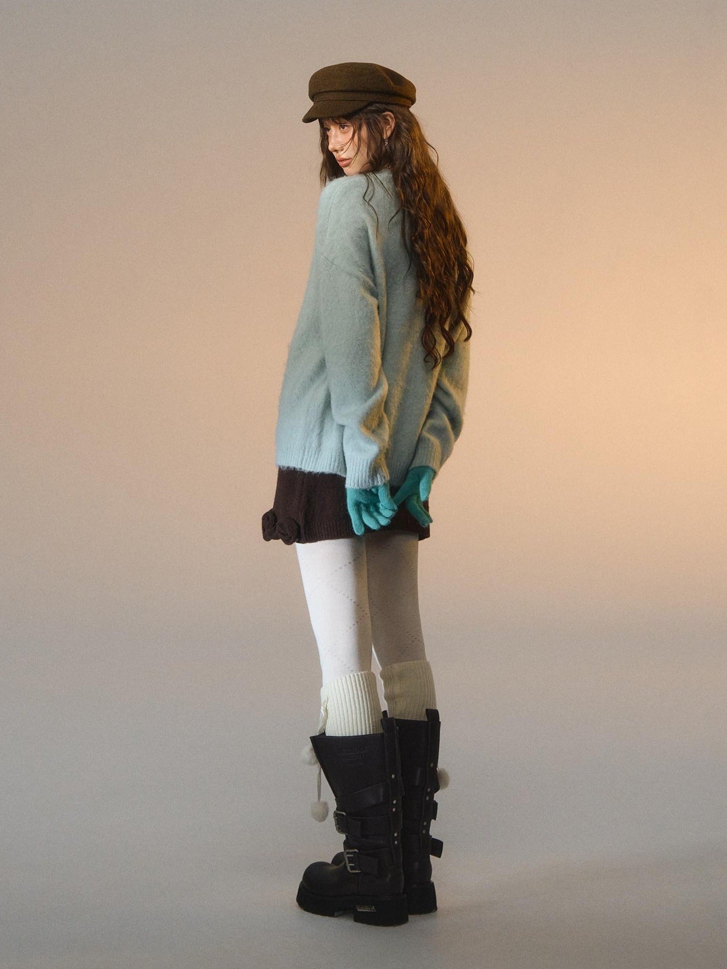 SOMESOWE Casual Two Piece Look Contrast Trim Tie Front Cardigan Women Sweaters