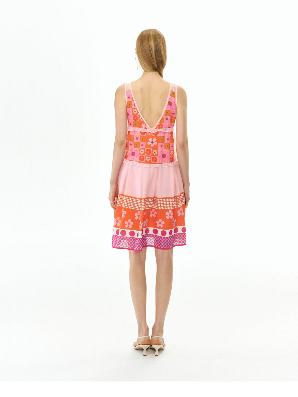 DeleteEx Vibrant Orange Red Floral Print A Line S M L Sizes Women Casual Mini Dresses
