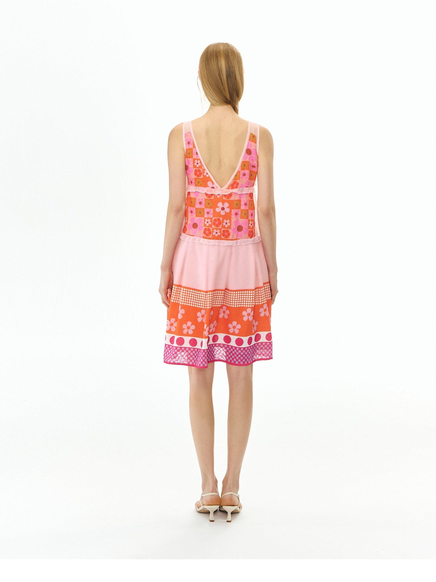 DeleteEx Vibrant Orange Red Floral Print A Line S M L Sizes Women Casual Mini Dresses