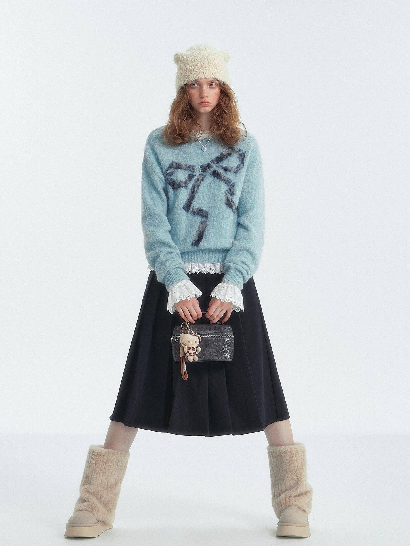 SOMESOWE Floral Knit Pullover Loose Fit Street Style Unisex Knitwear Sweaters