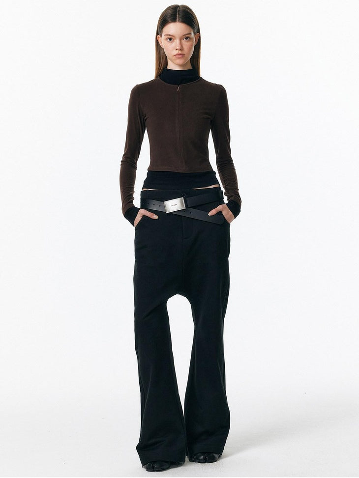 ALINNVSTUDIO Asymmetric Versatile Slight Flare Slim Natural Waist Casual Sweatpants