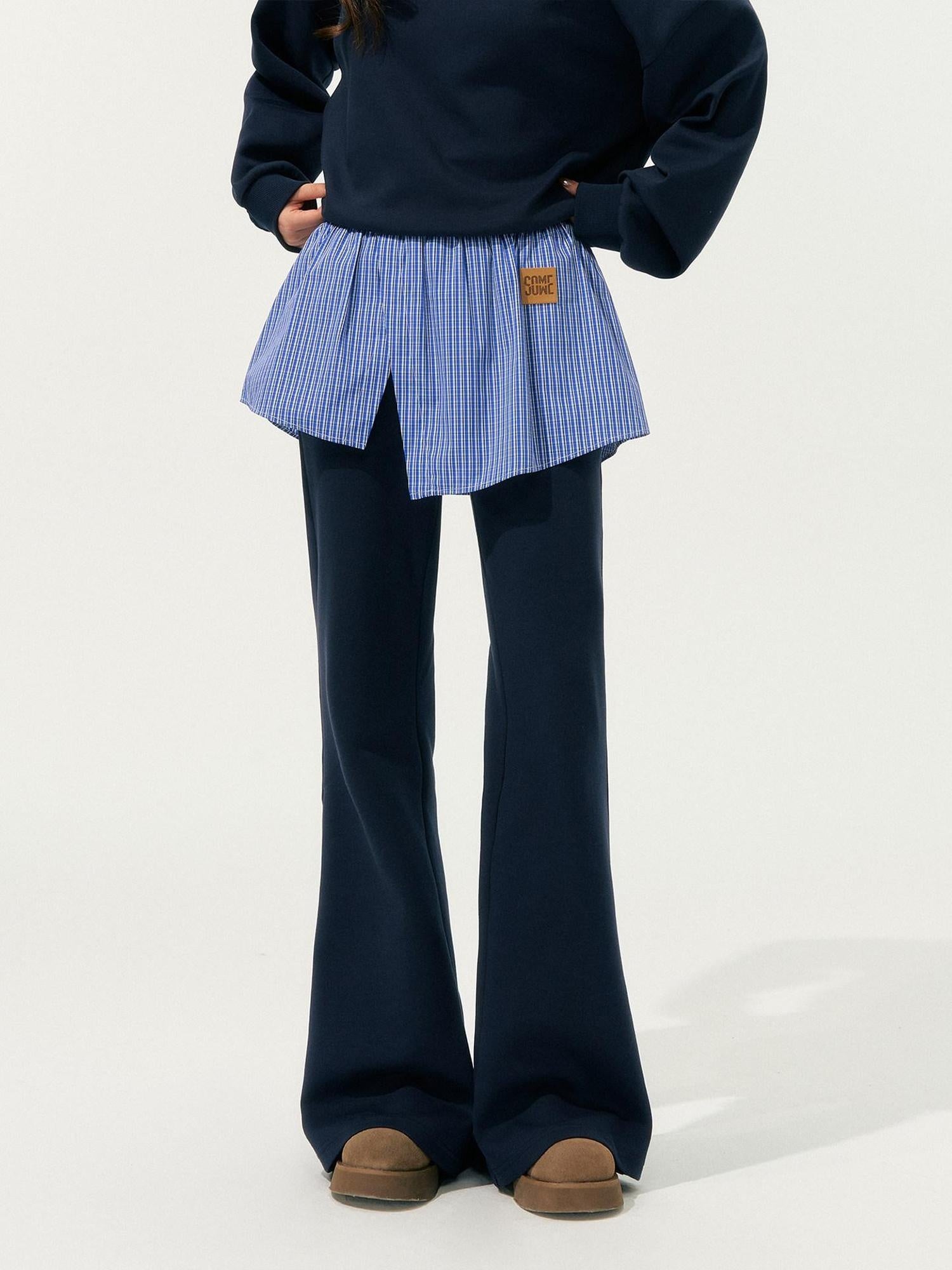 SOMESOWE Patchwork Cropped Oversized Collared Sweatshirt Heather Grey Top & Pants Sets