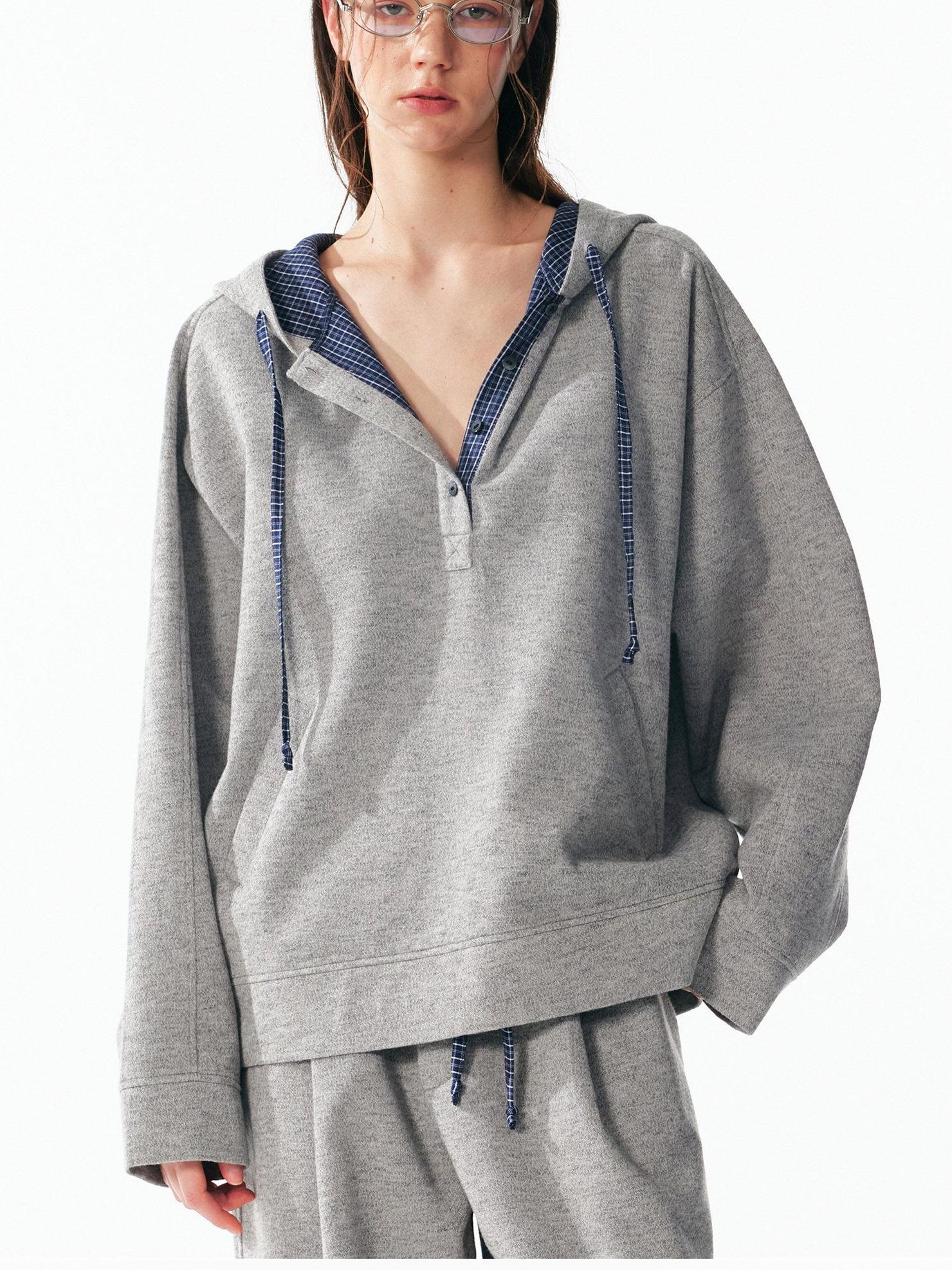 ALINNVSTUDIO Soft Brushed Relaxed Fit Grey Hoodie Jogger Casual Athleisure Top & Pants Sets