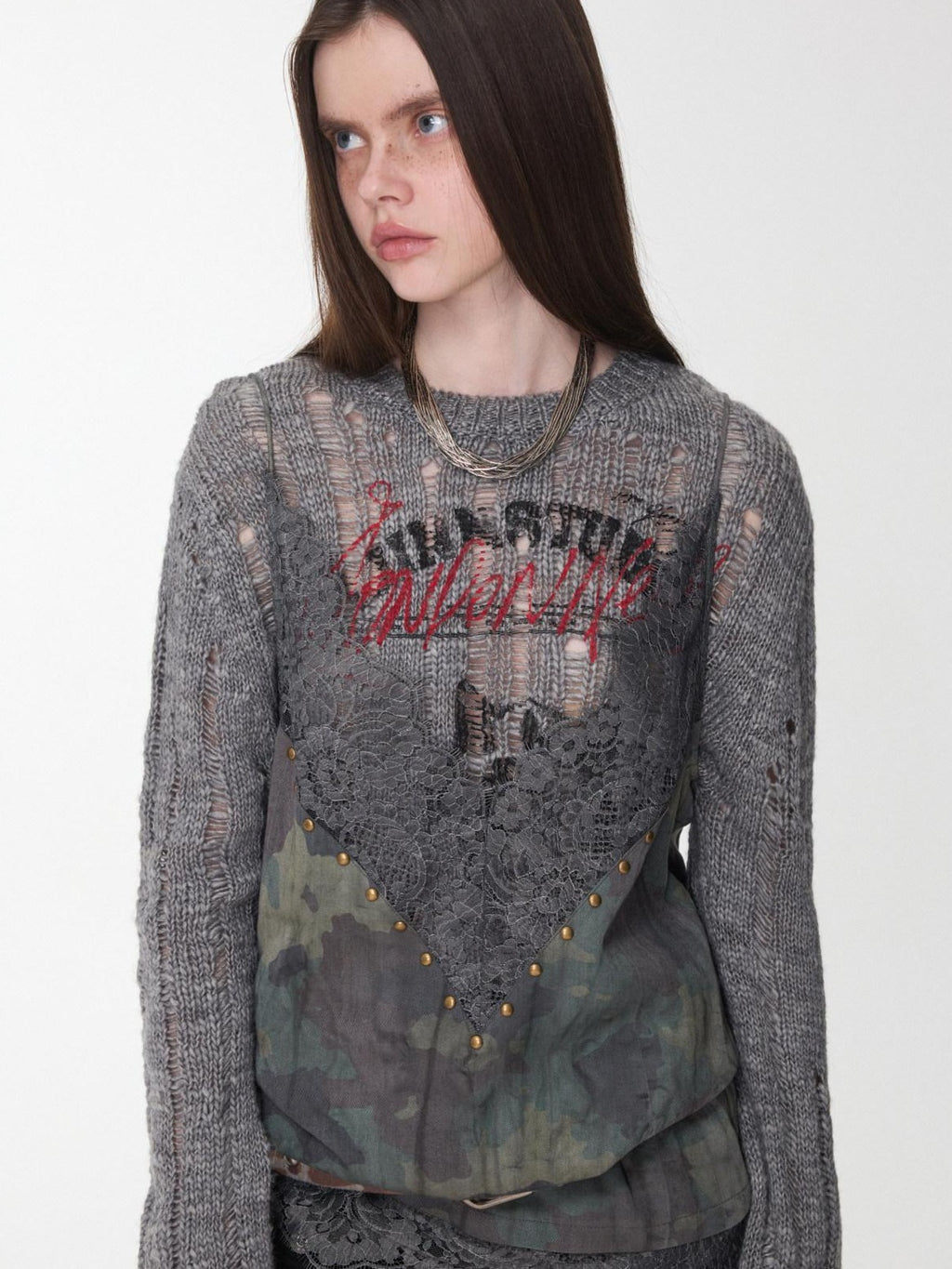 1JINN STUDIO Lightweight Lyocell Lace V-neck Casual Camouflage Women Camisoles