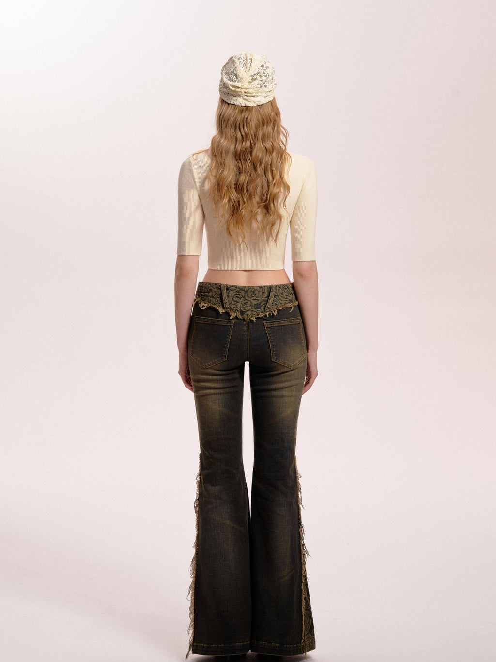 DeleteEx Soft Modal Blend Fitted Ivory Casual T Shirt Basic Crop Tops