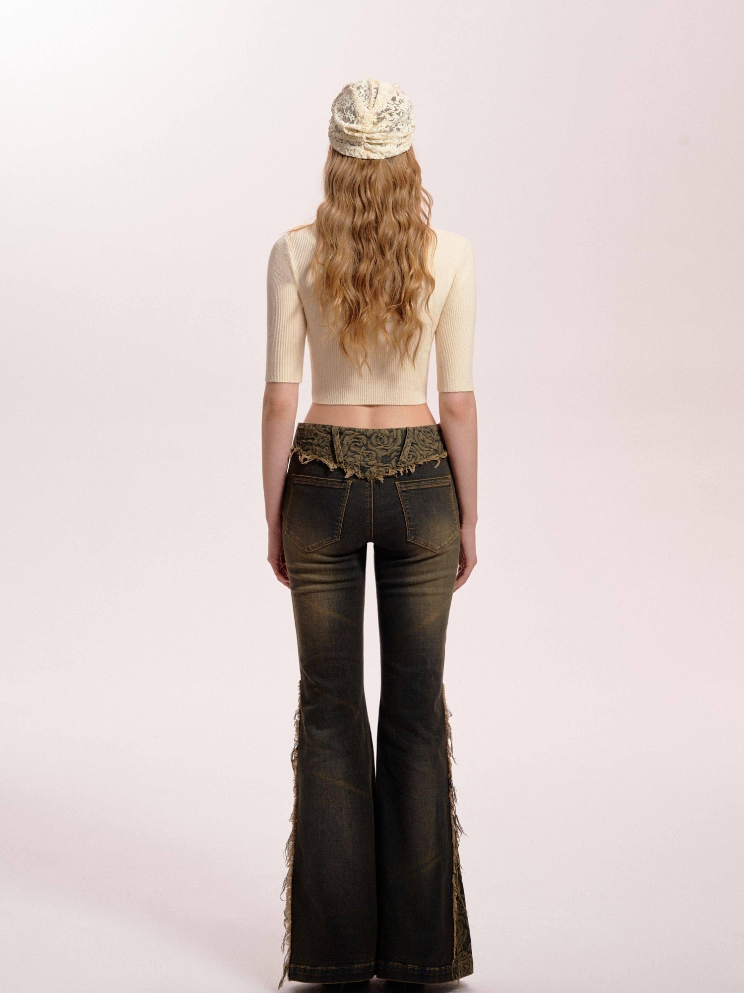 DeleteEx Soft Modal Blend Fitted Ivory Casual T Shirt Basic Crop Tops