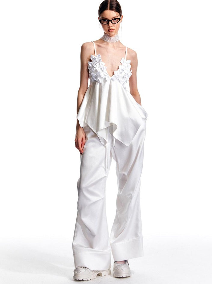 ALINNVSTUDIO Minimalist Original Straight Silhouette Natural Waist Black White Wide Leg Pants