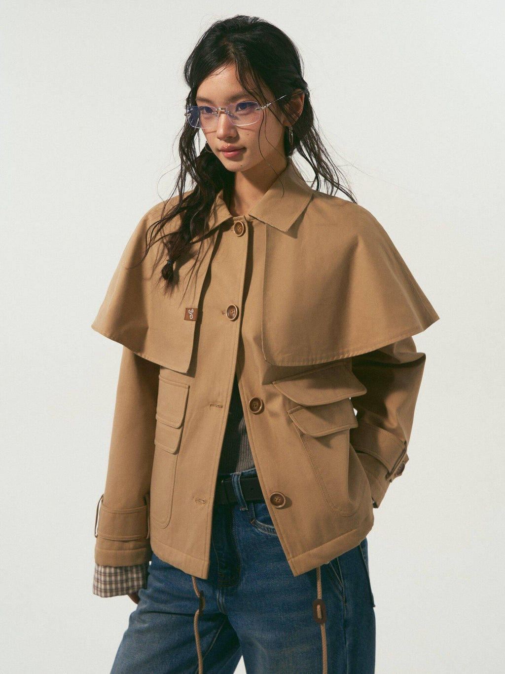 SOMESOWE Cotton Lyocell Lined Loose Casual Shirt Collar Button Trench Coats