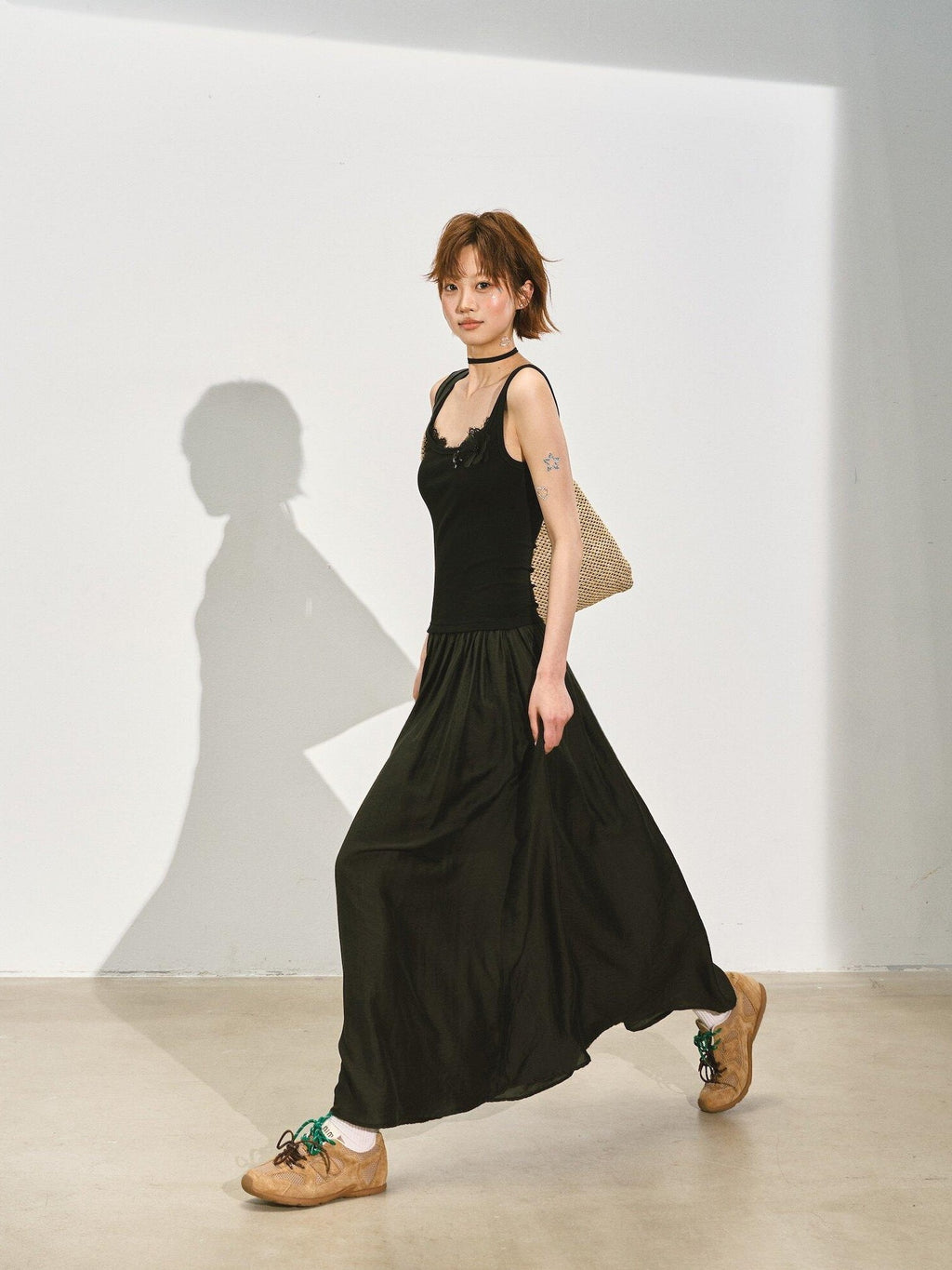 SOMESOWE Elegant Cotton Sleeveless U Neck A Line Black Women Work Date Travel Maxi Dresses
