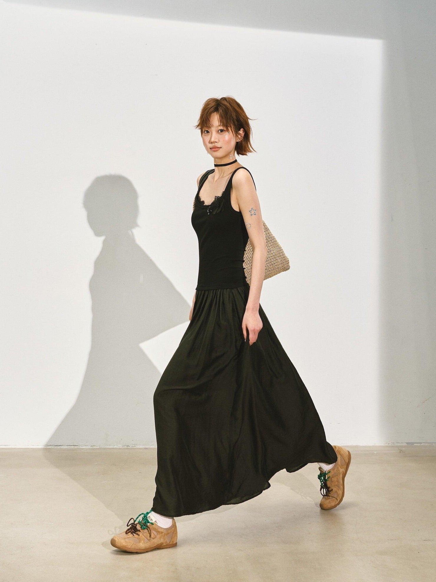 SOMESOWE Elegant Cotton Sleeveless U Neck A Line Black Women Work Date Travel Maxi Dresses