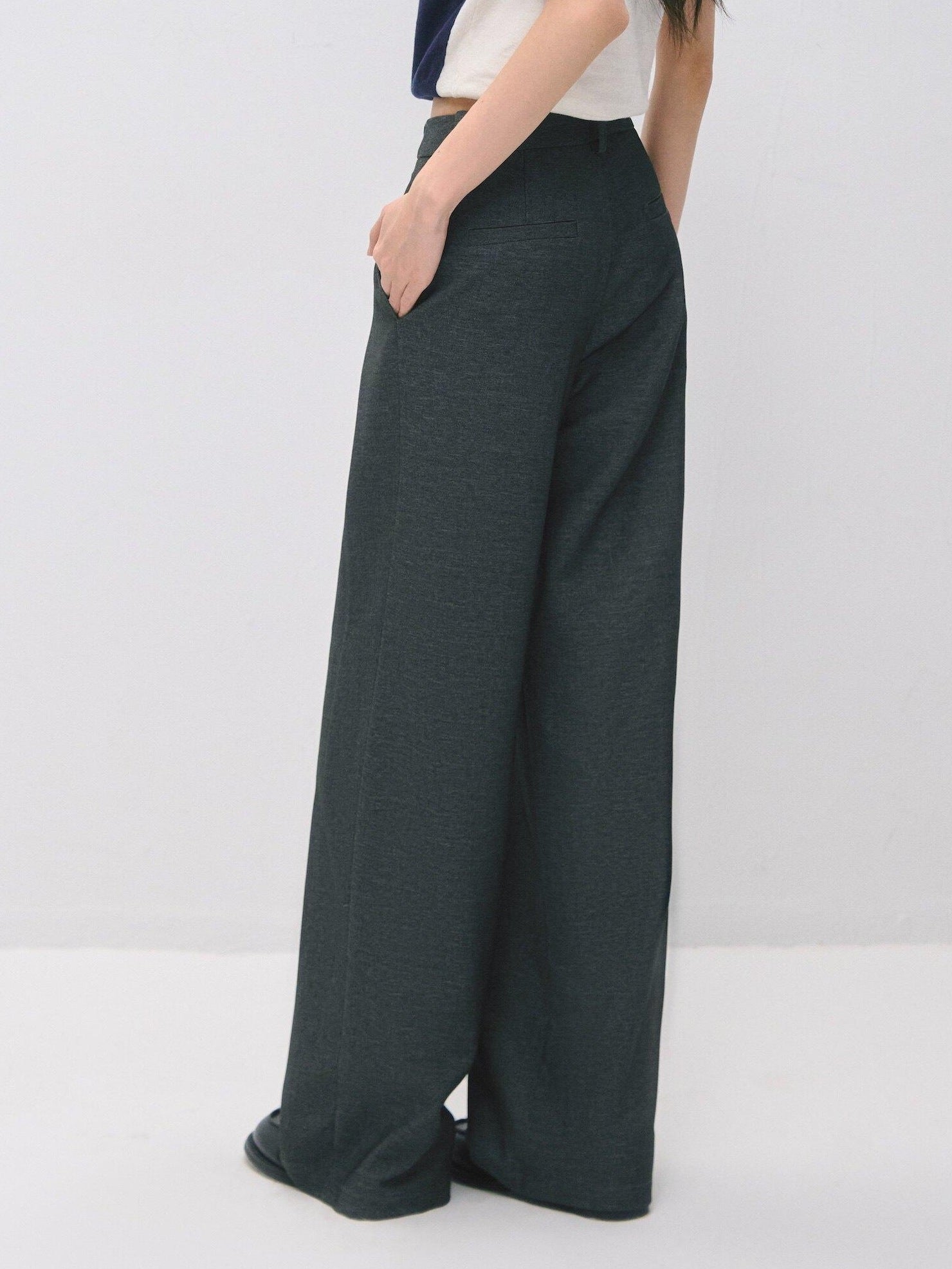 SOMESOWE Plaid Pockets Relaxed Natural Waist Elastic Women Polyester Blend Wide Leg Pants