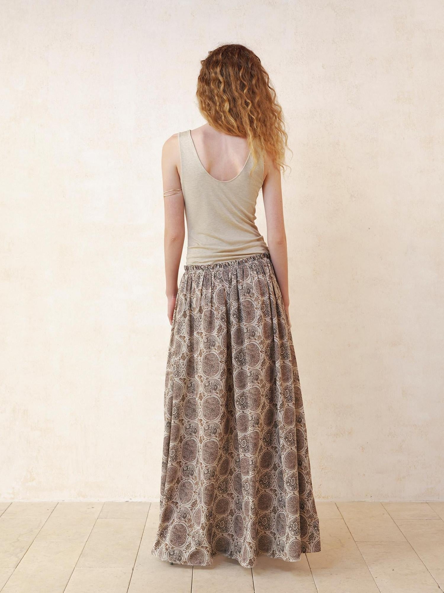 someonesometimes Lyocell Bamboo Linen Blend Pleated Panel Flared Mid Waist Women Maxi Dresses