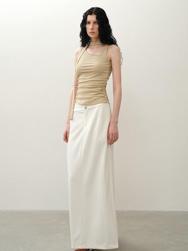 someonesometimes Asymmetric Original Design Slim Fit Viscose Blend Strappy Solid Tank Tops