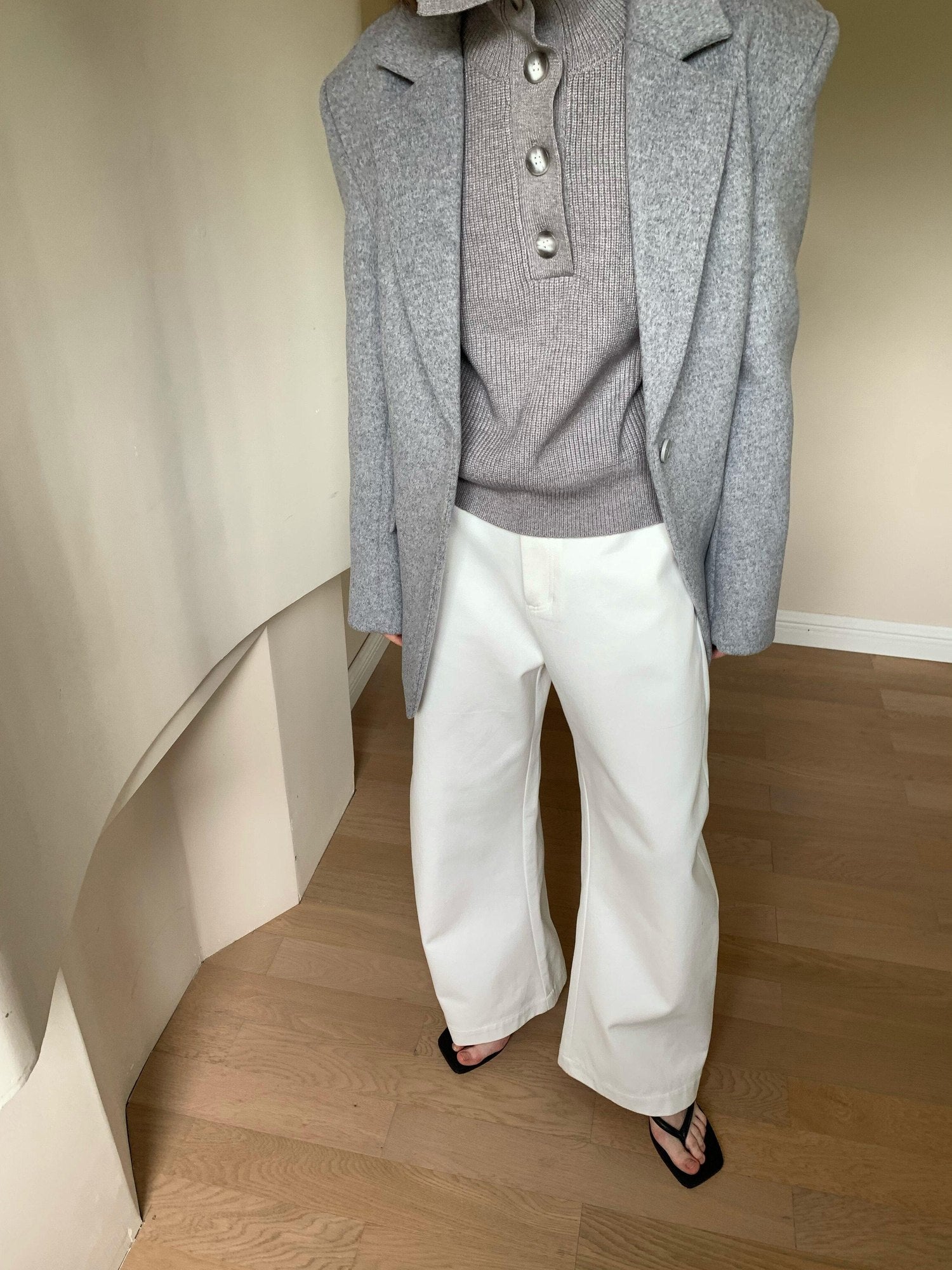 BUZHOU 100 Percent Wool Tailored Slim Fit Office Workwear Gray Wool Suit Blazers