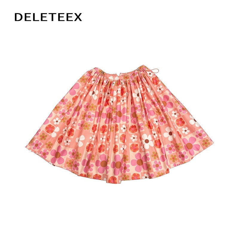DeleteEx_Flattering_High_Waist_A_Line_Orange_Red_Floral_Polyester_Women_Midi_Skirts_MISSTT