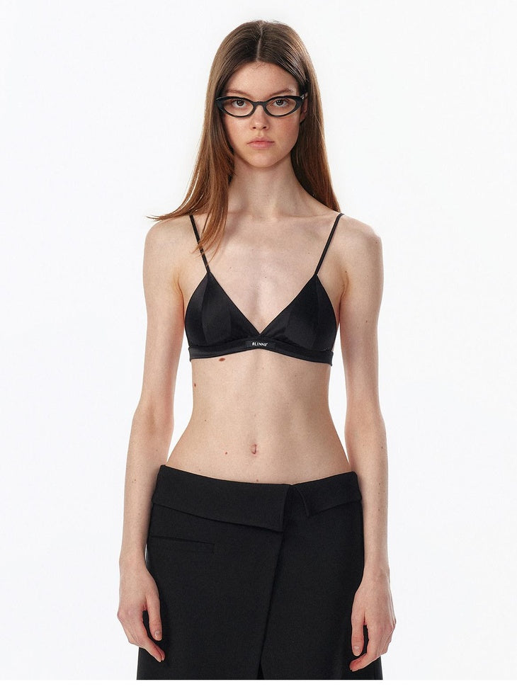 ALINNVSTUDIO Silk Lined Wireless Triangle Cup Adjustable Straps Removable Pad Camisoles