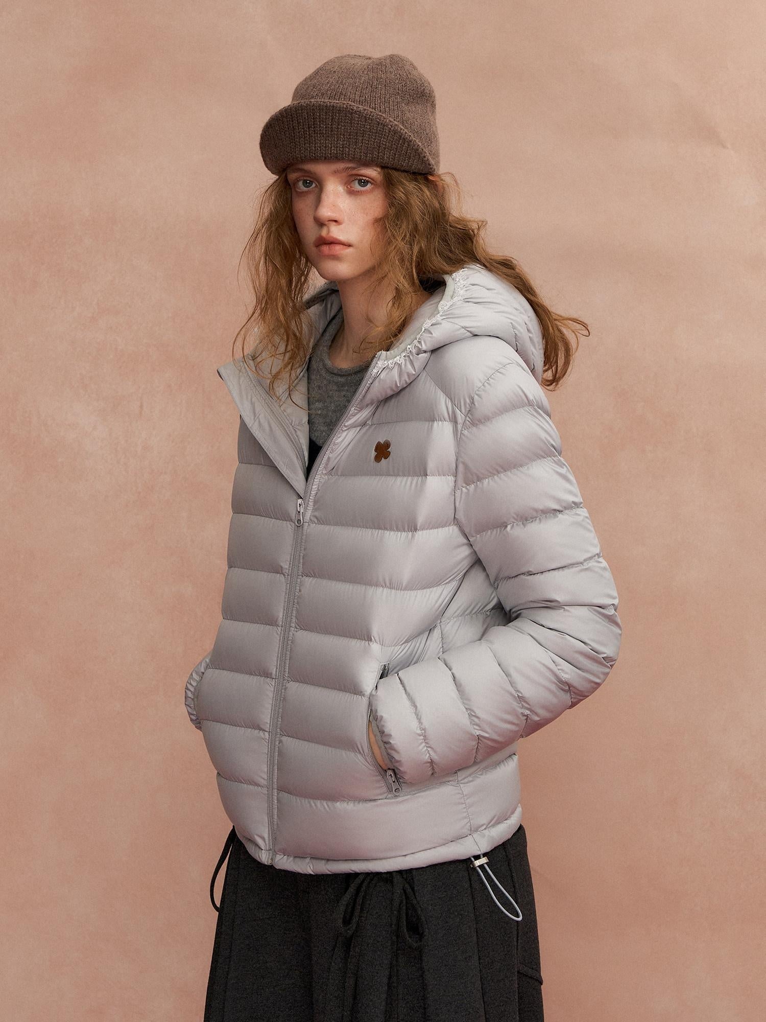 SOMESOWE Ultra Warm 90 Percent Duck Down Regular Fit Hooded Women Gray Down Jackets