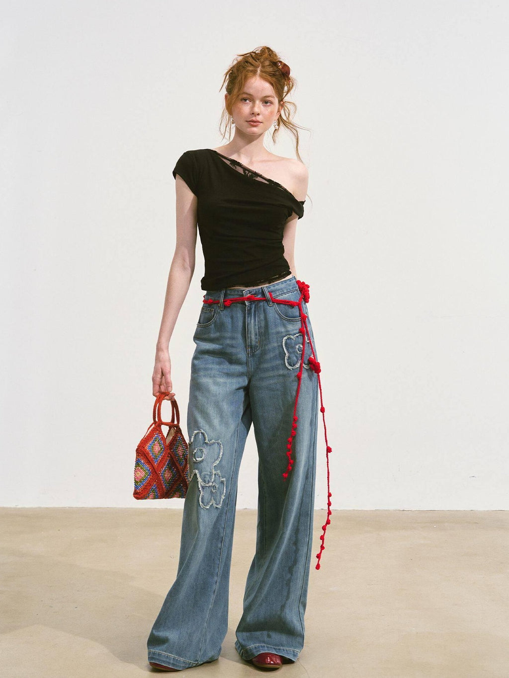 SOMESOWE Washed Cotton Stretch Casual Natural Waist Denim Womens Straight Leg Jeans