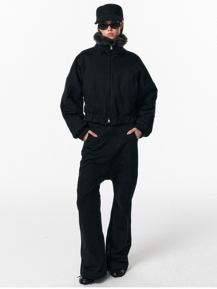 ALINNVSTUDIO Asymmetric Versatile Slight Flare Slim Natural Waist Casual Sweatpants