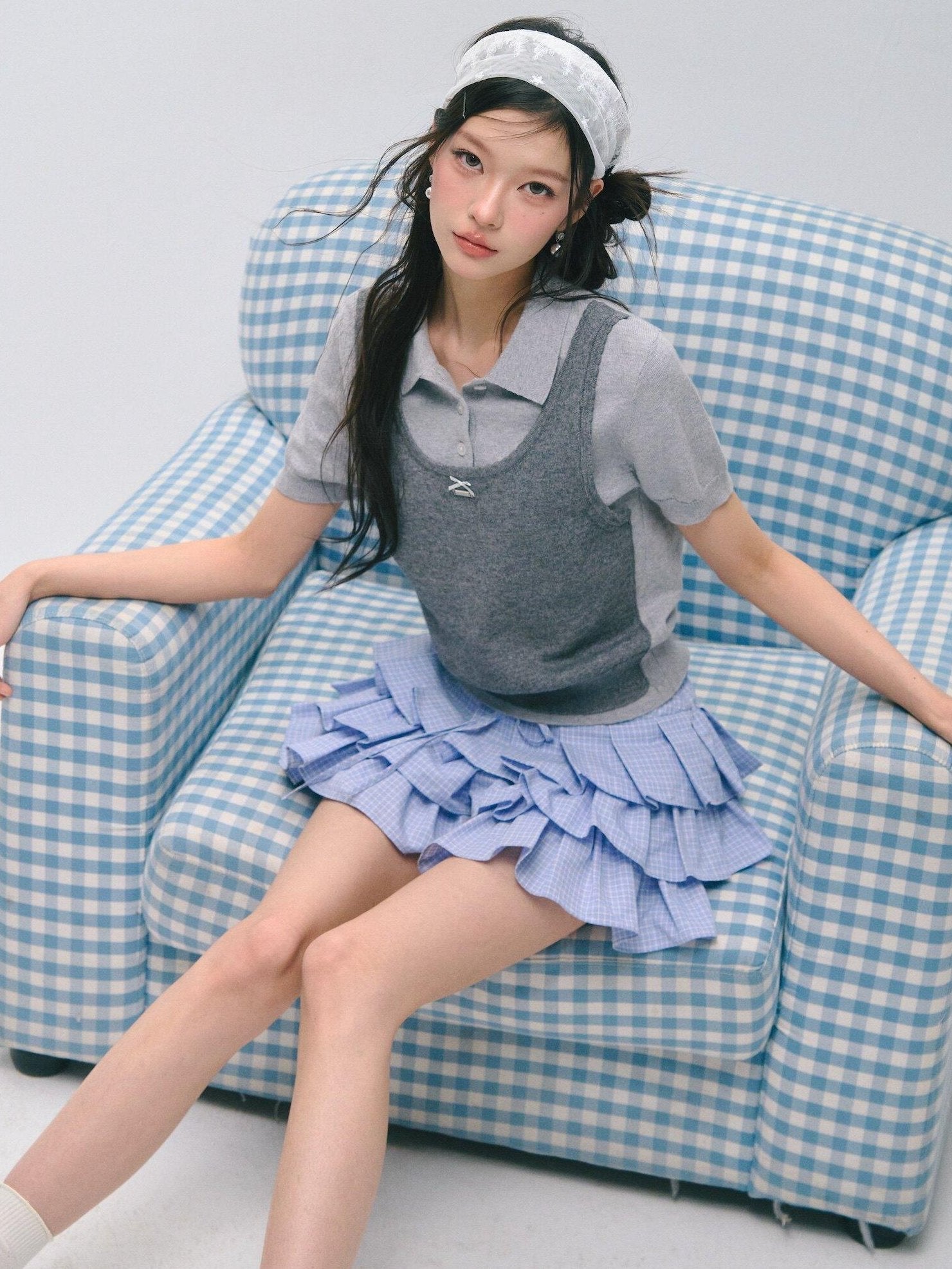 SOMESOWE Polka Dot Two Piece Casual Knit Short Sleeve Pullover Crew Neck Women Sweaters