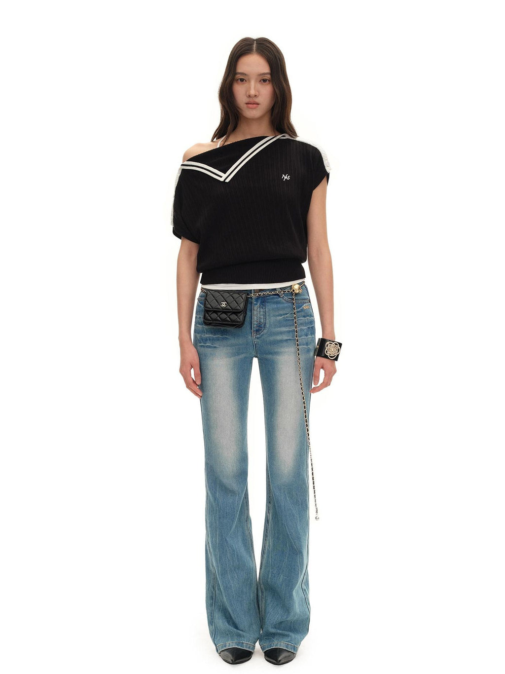 NAWSNOTAWEAR Lyocell Colorblock Collegiate Women Black Short Sleeve T-Shirts