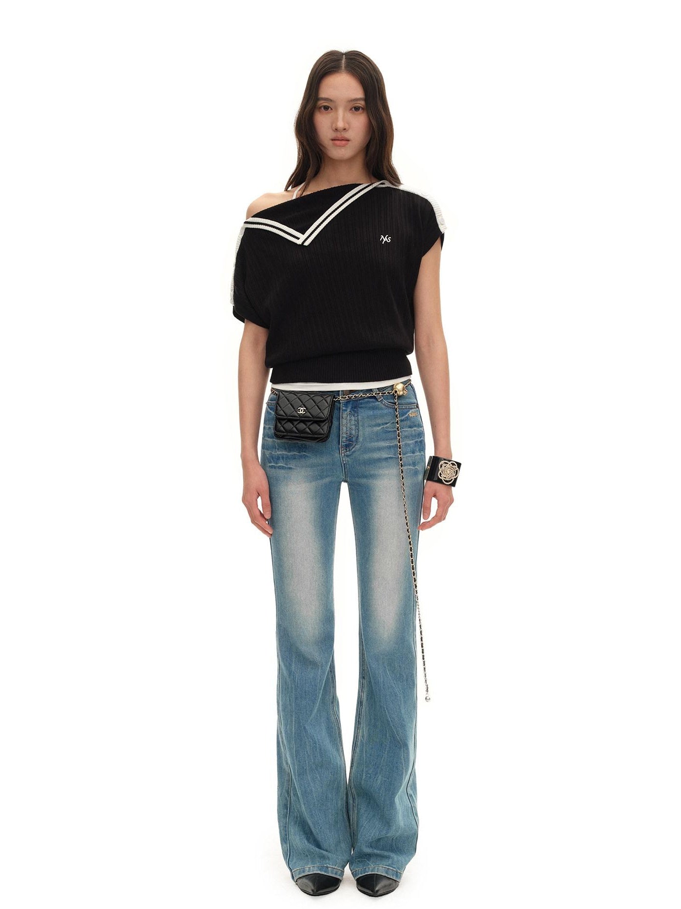 NAWSNOTAWEAR Lyocell Colorblock Collegiate Women Black Short Sleeve T-Shirts