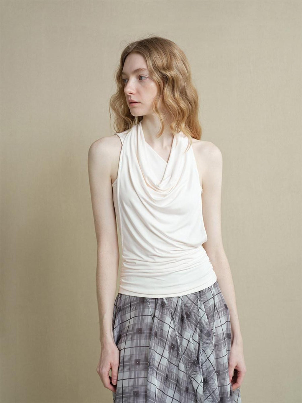 someonesometimes Soft Modal Nylon Spandex Asymmetric Slim Fit Faux Layer Strap Women Tank Tops
