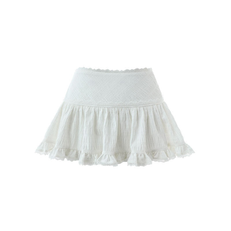 1JINN_STUDIO_Lace_Tiered_A_Line_Mid_Waist_Commuter_Daily_Youth_Black_White_Mini_Skirts_MISSTT