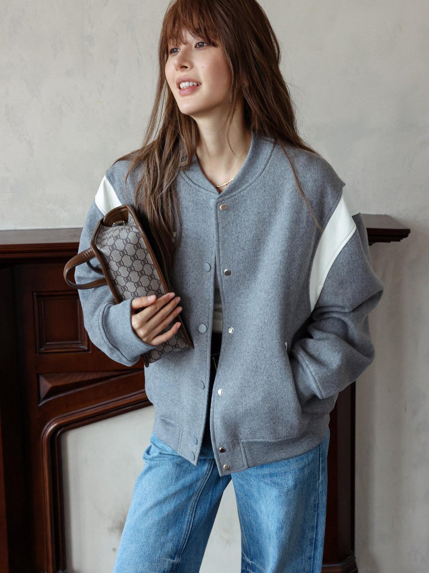 SOMESOWE Smart Commuter Relaxed Turn Down Collar Button Solid Black Gray Bomber Jackets