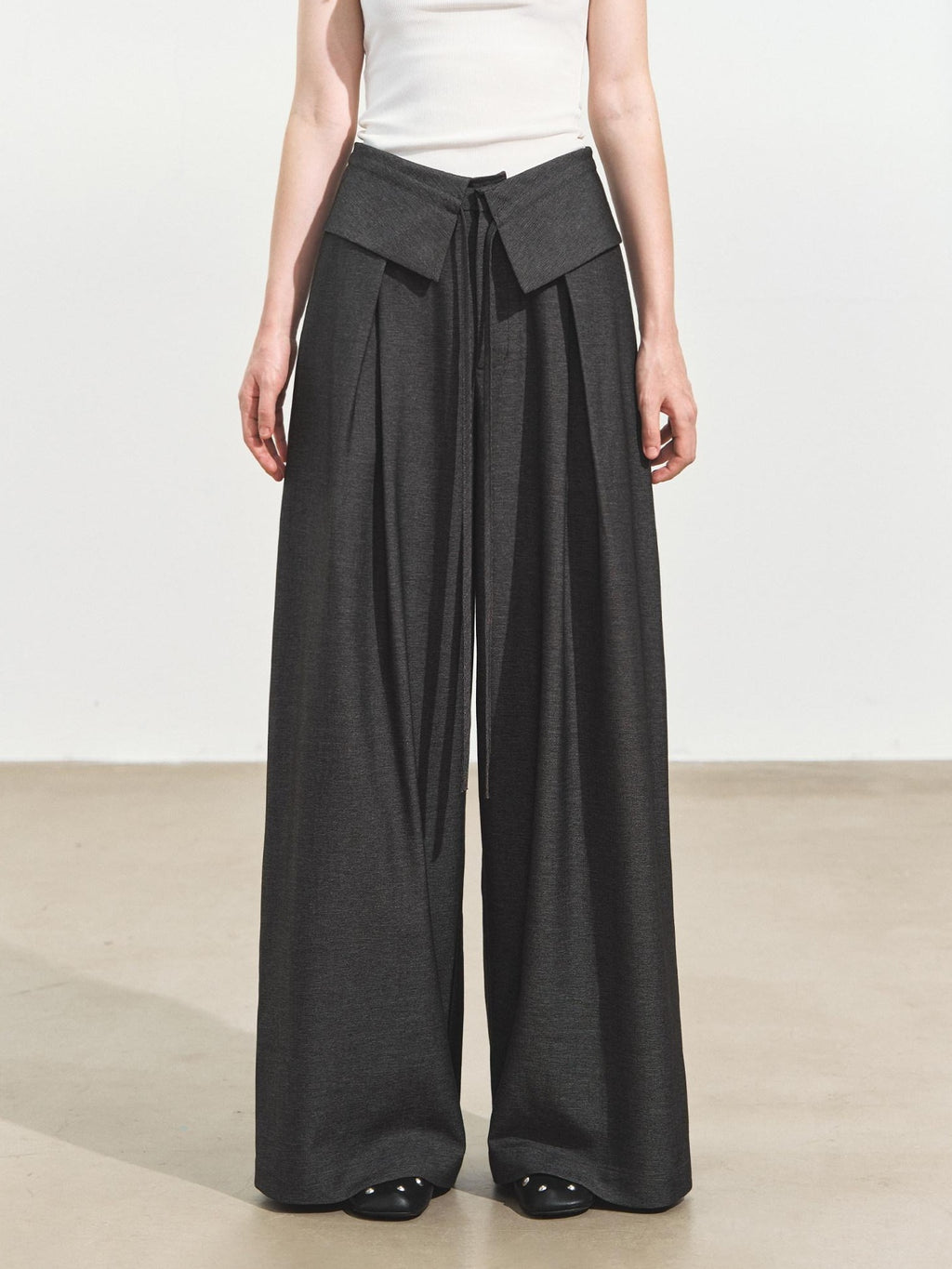 SOMESOWE Original Plaid Pocket Natural Waist Loose Women Casual Gray Straight Pants