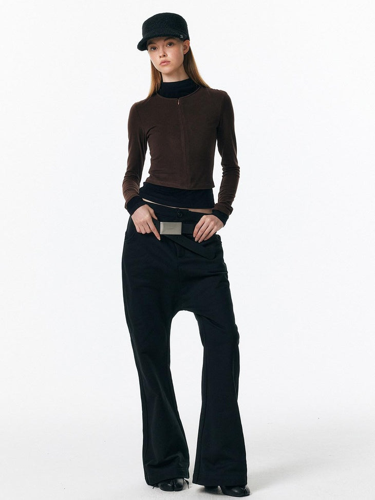 ALINNVSTUDIO Asymmetric Versatile Slight Flare Slim Natural Waist Casual Sweatpants