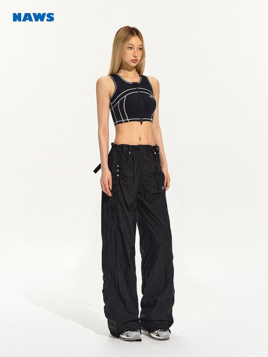 NAWSNOTAWEAR Lightweight Nylon Pleated Low Rise Commuter Unisex Wide Leg Pants