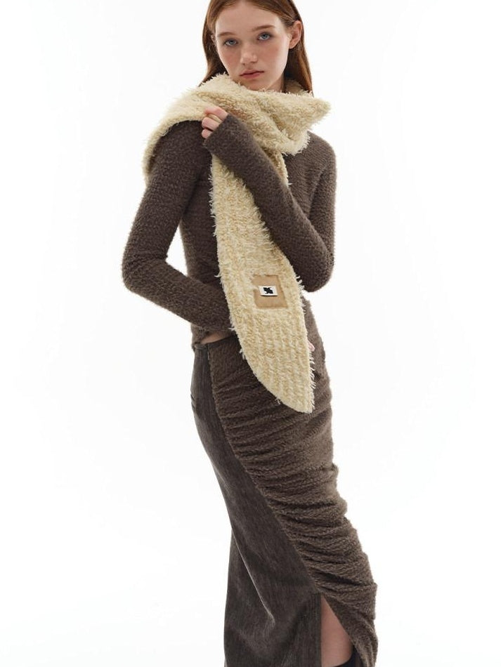 someonesometimes Slim Knit Minimal Casual Crewneck Long Sleeve Women Gray Top & Skirt Sets
