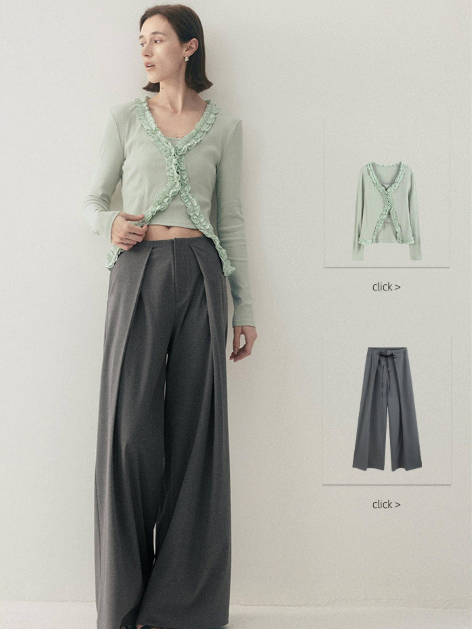 someonesometimes High Waist Stretch Belt Detail Minimalist Polyester Blend Women Wide Leg Pants