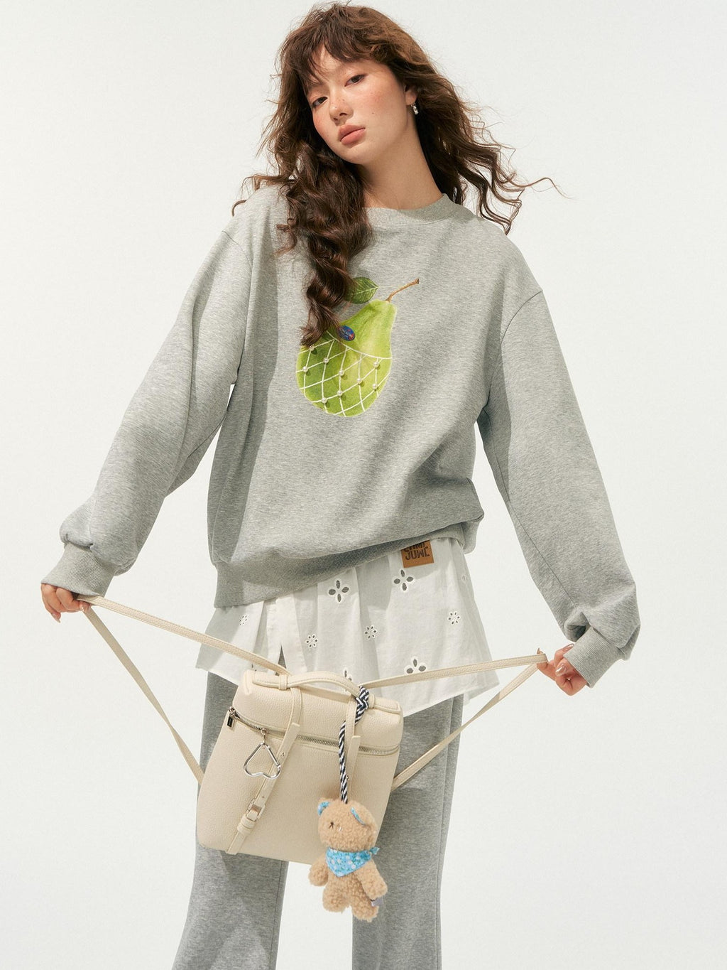 SOMESOWE Soft Cotton Blend Loose Floral Round Neck Women Long Sleeve Crop Tops