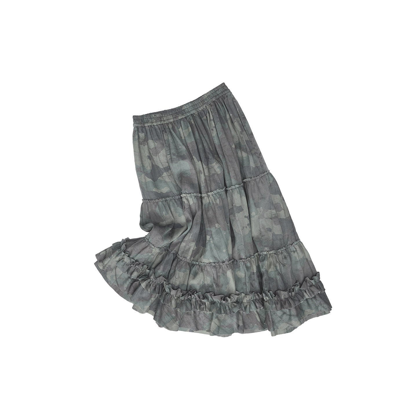 1JINN_STUDIO_Soft_Lyocell_Shirred_Tiered_Casual_Women_Camouflage_Green_Midi_Skirts_MISSTT