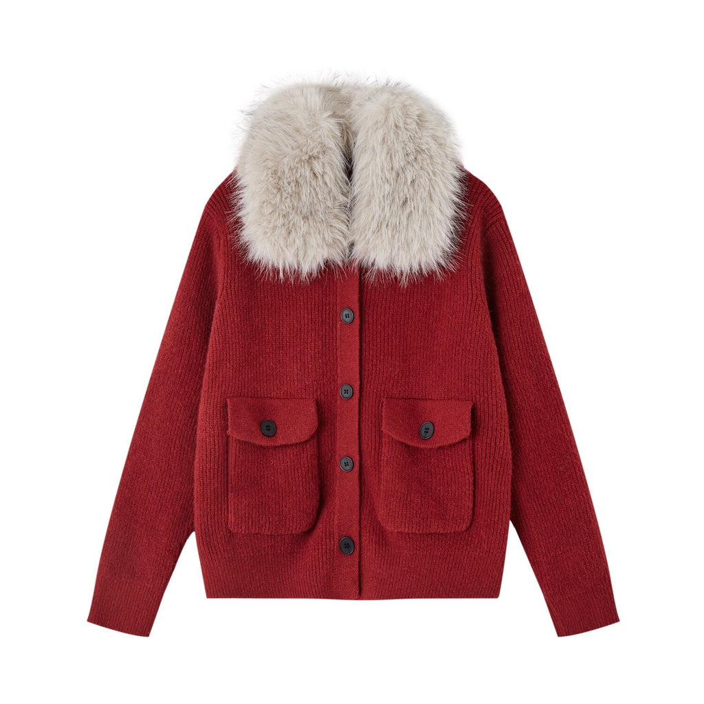 SOMESOWE_Cozy_Knit_Fruit_Lapel_Button_Casual_Women_Red_Oatmeal_Cardigans_MISSTT
