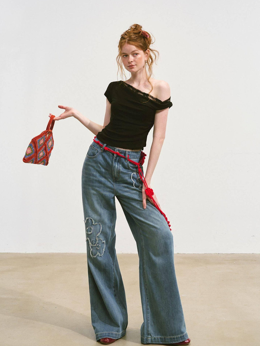 SOMESOWE Washed Cotton Stretch Casual Natural Waist Denim Womens Straight Leg Jeans