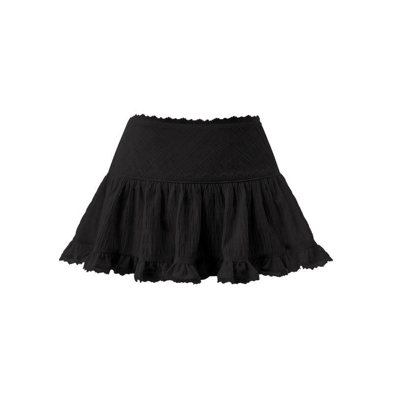1JINN_STUDIO_Lace_Tiered_A_Line_Mid_Waist_Commuter_Daily_Youth_Black_White_Mini_Skirts_MISSTT