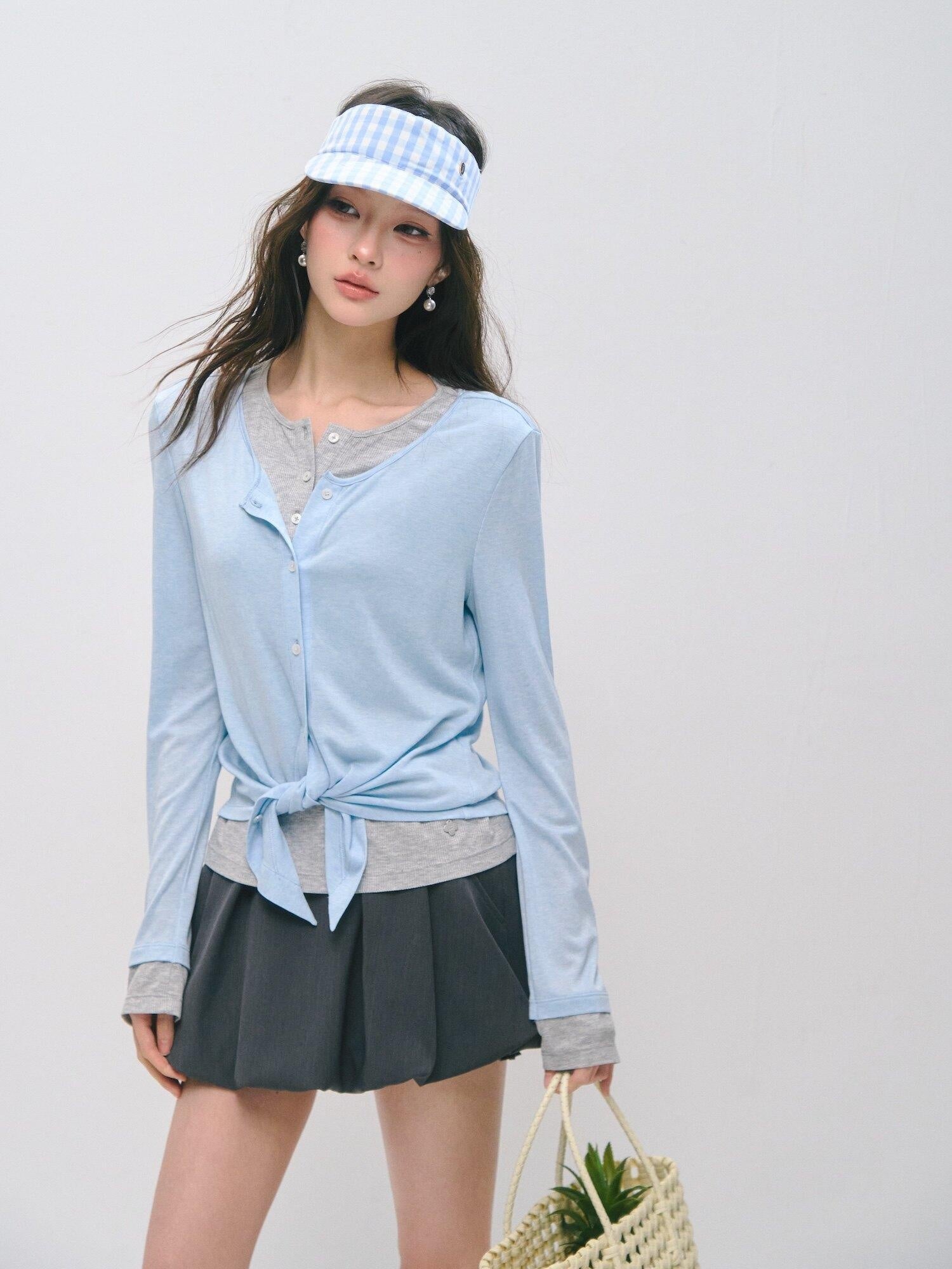 SOMESOWE Soft Lyocell Wool Blend Casual Loose Layered Striped Women Long Sleeve T-Shirts