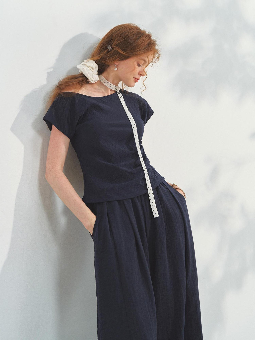 SOMESOWE Soft Cotton Blend Chinese Style Crew Neck Women Long Pants Top & Pants Sets