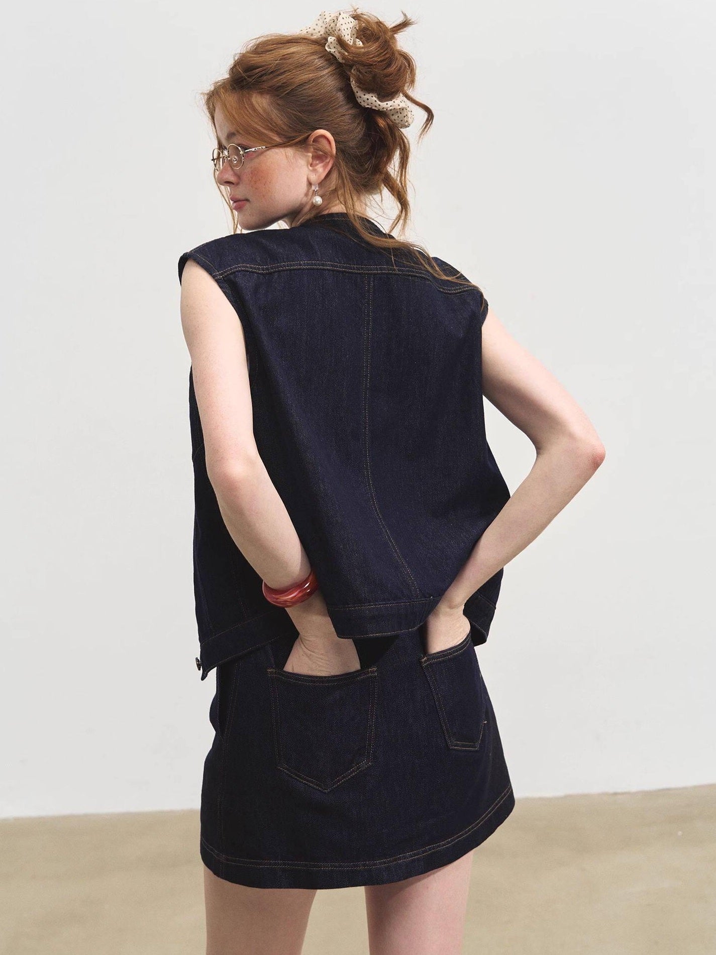 SOMESOWE Soft Cotton Short Sleeve Round Neck Casual Women Denim Lace Top & Skirt Sets