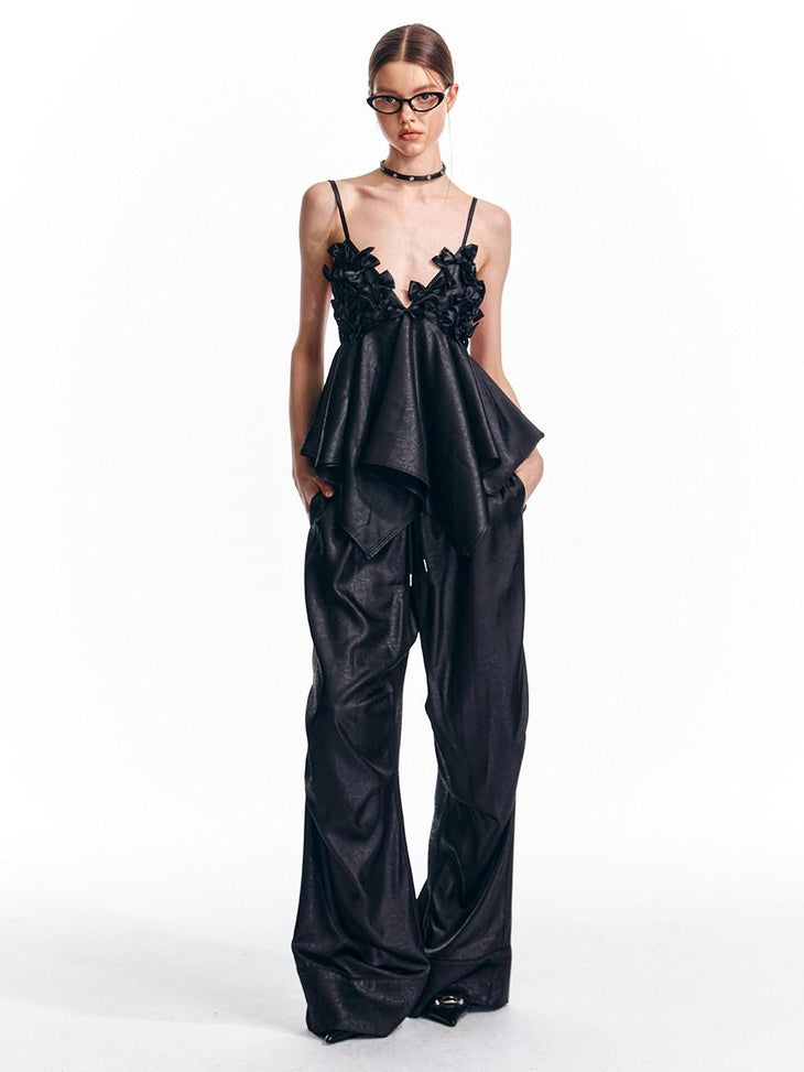 ALINNVSTUDIO Minimalist Original Straight Silhouette Natural Waist Black White Wide Leg Pants