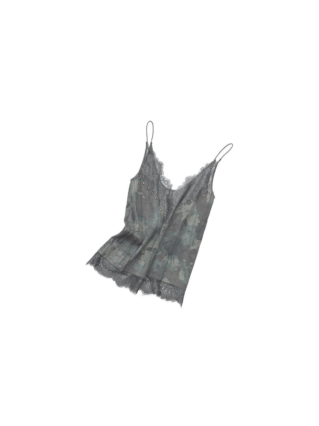 1JINN STUDIO Lightweight Lyocell Lace V-neck Casual Camouflage Women Camisoles
