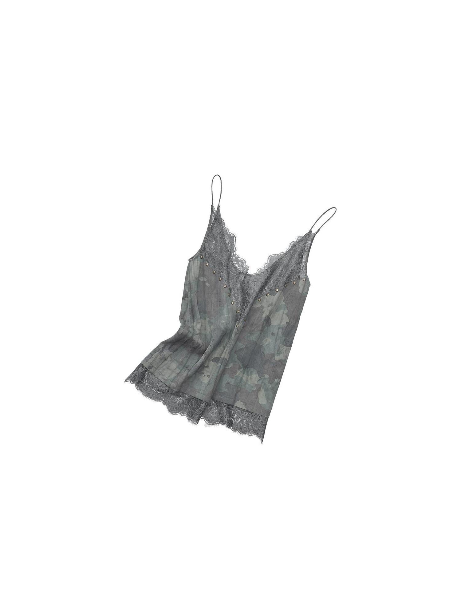 1JINN STUDIO Lightweight Lyocell Lace V-neck Casual Camouflage Women Camisoles