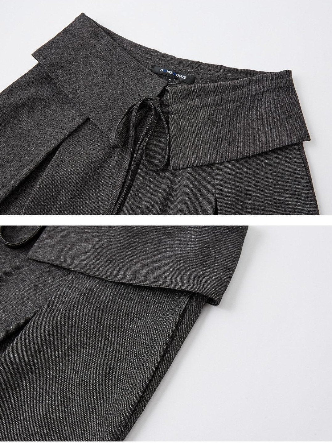 SOMESOWE Original Plaid Pocket Natural Waist Loose Women Casual Gray Straight Pants